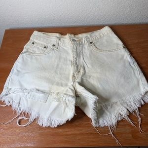 LEVI'S 100% Cotton White/Acid Washed Light Blue Jean Shorts Size JR 7 (1099)